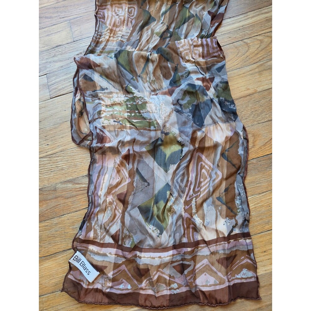Abstract Print Lightweight sheer Scarf Bill Blass 100% silk vintage